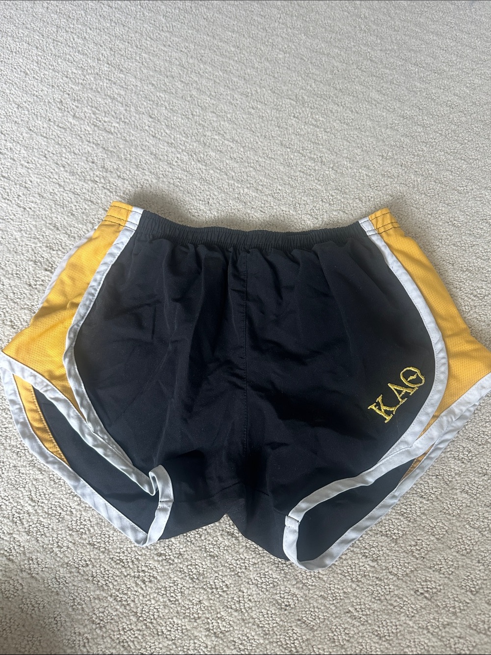Black and Yellow Athletic Running Shorts with KAΘ Embroidery (Theta)